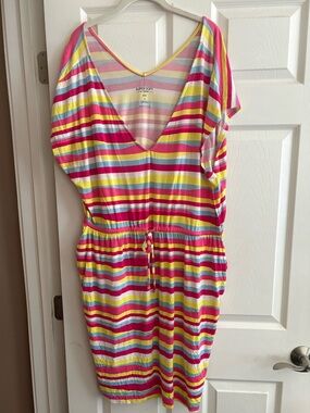 Torrid super soft knits striped mini dress tie waist beach comfy summer 3X